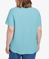 Alfred Dunner Plus Classic Solid Textured Short Sleeve Tee