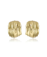 Nature Basket Weave Chunky C-Hoop Earrings White Gold Plated or 14K