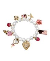 Betsey Johnson Faux Stone Sweetheart Charm Stretch Bracelet