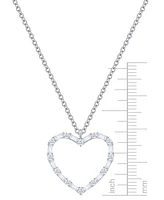 Diamond Round & Baguette Open Heart 18" Pendant Necklace (1/2 ct. t.w.) in 10k White Gold