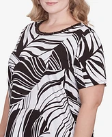 Alfred Dunner Plus Twisted Leaves Side Tie Top