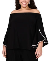 Msk Plus Off-The-Shoulder Ruffle-Sleeve Top