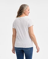 Style & Co Women's Printed Short-Sleeve Henley T-Shirt, Exclusively at Macy's