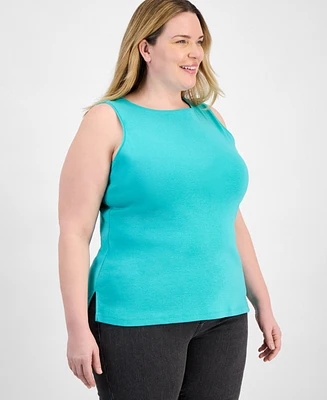 Style & Co Plus Boat-Neck Knit Tank Top, Exclusively at Macy's