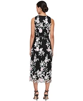 Alex Evenings Petite Embroidered Sleeveless Midi Dress