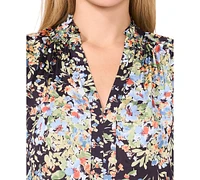 CeCe Women's Floral Ruffle-Collar Short-Sleeve Top