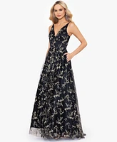 Blondie Nites Juniors' Glittered Lace-Up Gown