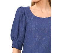 CeCe Women's Shirred Scoop-Neck 3/4-Sleeve Top