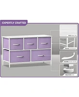 Sorbus 5 Drawers Dresser- Storage Unit with Steel Frame, Wood Top, Fabric Bins - for Bedroom, Closet