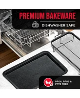 Crisper Tray Gray marble Coating - 2-Piece Set, Non-Stick Basket Design for Healthier Cooking in Regular Ovens