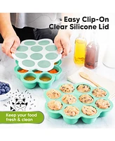 KeaBabies Prep Silicone Baby Food Freezer Tray with Clip-on Lid, 2oz x 10 Molds, Bpa-Free Storage