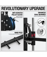 Er Kang SmithMachine, Multifunctional Power Cage Squat Rack with Cable Crossover System and Dip Station, 2250lbs Capacity Home Gym Lat Pull Down