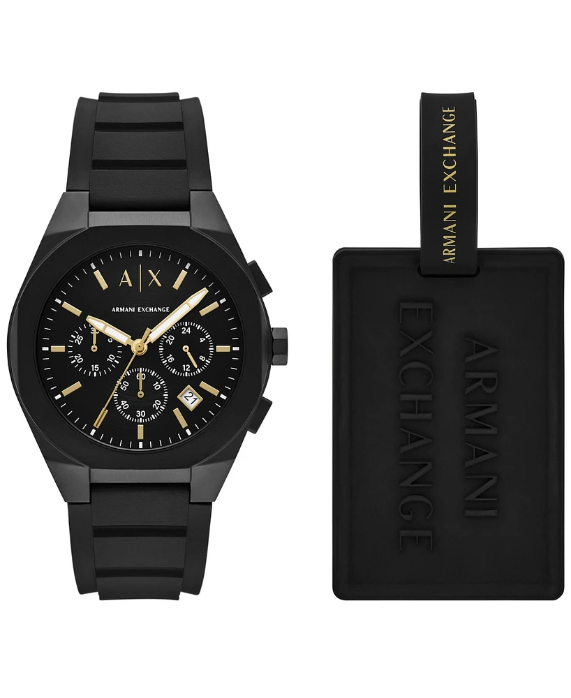 A|X Armani Exchange Men's Quartz Chronograph Black Silicone Watch, 42mm