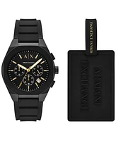 A|X Armani Exchange Men's Quartz Chronograph Black Silicone Watch, 42mm