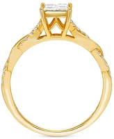 Diamond Princess Quad Cluster Twist Shank Engagement Ring (1/2 ct. t.w.) in 14k Gold