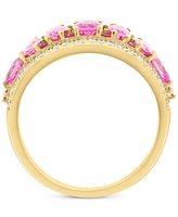 Effy Pink Sapphire (1-3/4 ct. t.w.) & Diamond (1/4 ct. t.w.) Graduated Openwork Statement Ring