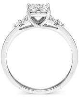 Diamond Squared Cluster Engagement Ring (1/3 ct. t.w.) in 14k White Gold