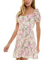 City Studios Juniors' Floral-Print Eyelet Dress