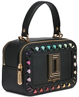 Karl Lagerfeld Paris Simone Small Coated Leather Rainbow Lunchbox Crossbody