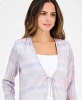 Kasper Women's Chevron-Knit Tie-Front Cardigan