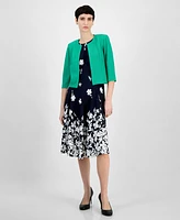 Sandra Darren Petite Textured Cascading Florals 2-Pc. Jacket Dress