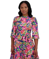 Jessica Howard Petite Floral-Print Belted Fit & Flare Dress