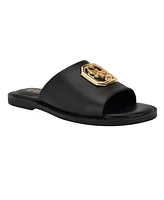 Guess Women's Graysie Quattro G Embellished Straw Slide Flat Sandals