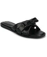 Journee Collection Women's Prylin Bow Slip On Flat Sandals