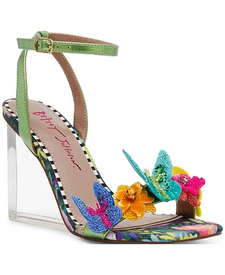 Betsey Johnson Women's Apolo Butterfly Lucite Wedge Sandals