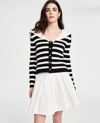 Astr the Label Women's Analissa Cotton Sailor-Collar Cardigan