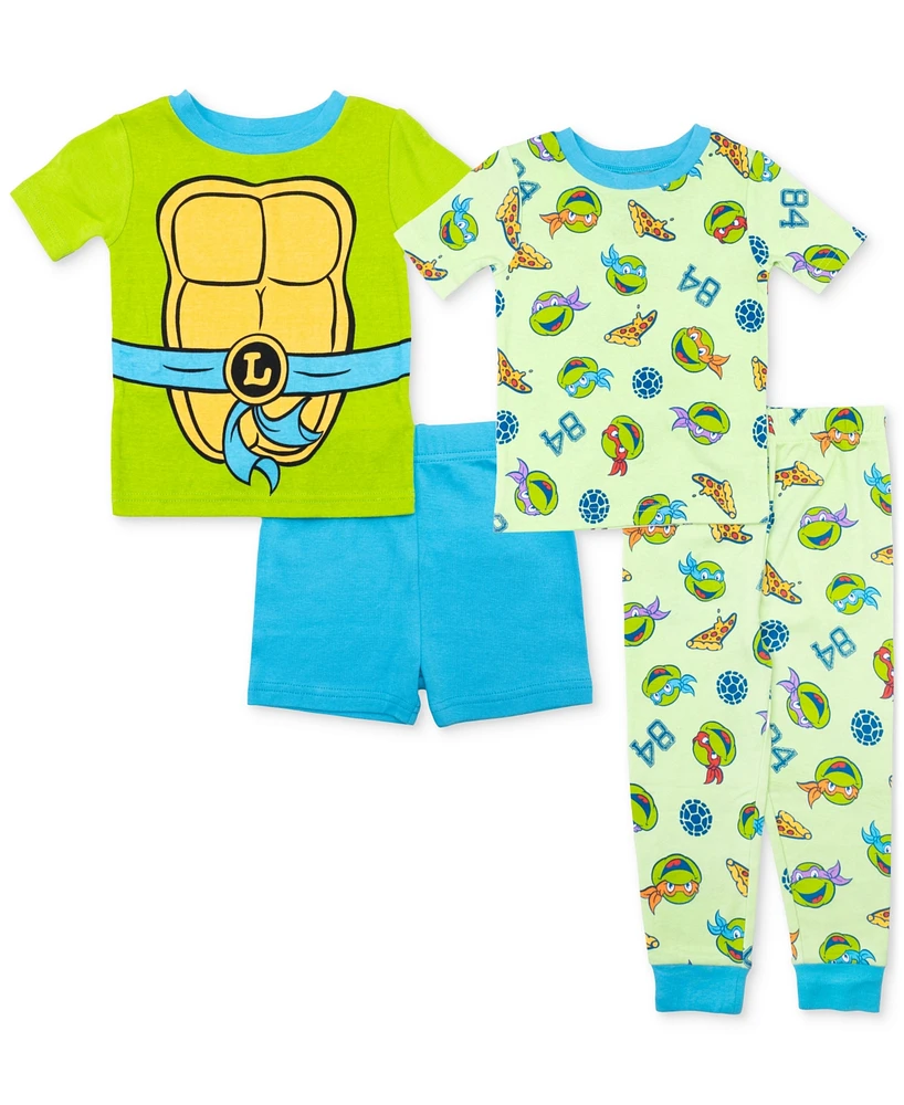 Ninja Turtles Toddler Boys Cotton Pajamas, 4 Piece Set