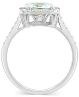 Effy Aquamarine (2 ct. t.w.) & Diamond (3/8 ct. t.w.) Halo Statement Ring in 14k White Gold
