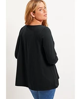 June + Vie Women's Plus Long-Sleeve Swing One Only Tee