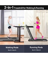 2.25 Hp 2-in-1 Folding Walking Pad Treadmill with Dual Display and App Control