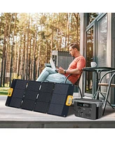 Mondawe Black Portable Power Station 647Wh 25.9V 25Ah with 200W Solar Panels