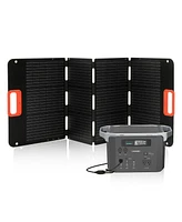 Mondawe Black Portable Power Station 1075Wh 25.6V 42Ah）with 200W Solar Panels