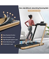 2.25 Hp 2-in-1 Folding Walking Pad Treadmill with Dual Display and App Control