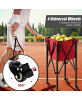 Lightweight Foldable Tennis Ball Teaching Cart with Wheels and Removable Bag