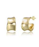 14K Gold Plated Waterfall Free Form Chunky C-Hoop Earrings