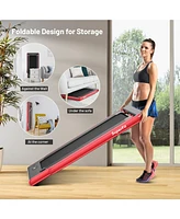 2.25 Hp 2-in-1 Folding Walking Pad Treadmill with Dual Display and App Control