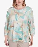 Alfred Dunner Plus Kensington Gardens Stained Glass Crew Neck Top