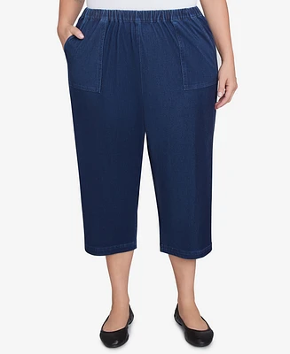 Alfred Dunner Plus Free Spirit Denim Capri Mid Rise Jeans