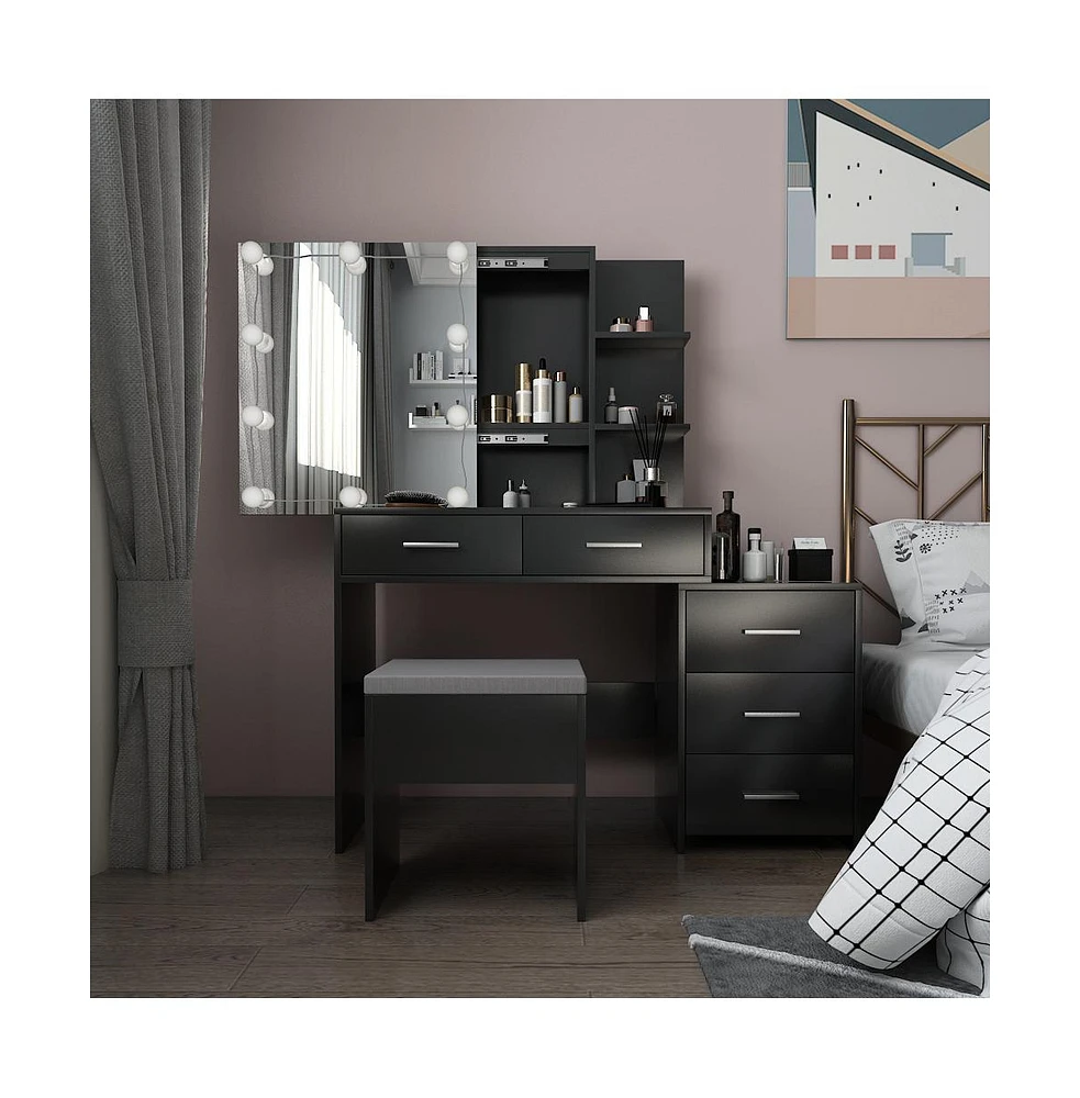 Dressing Table Set with Mirror and Drawers – Elegant Vanity Desk for Bedroom Organization