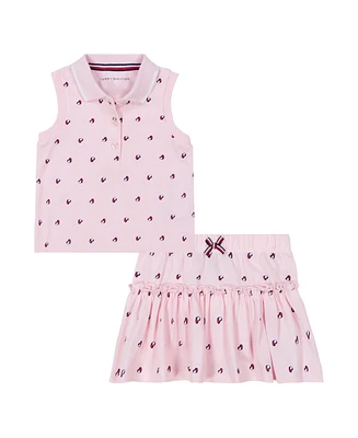 Tommy Hilfiger Baby Girl 2-Piece Sleeveless Pique Polo and Bloomer Shorts Set