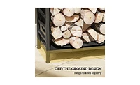 Wood Storage Holder – Sturdy Rack for Firewood and Logs Indoor or Outdoor Use