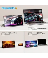 memzuoix Portable Monitor 15.6 Inch Fhd 1080P Usb C Hdmi, Ips Hdr Gaming Computer Display with Smart Cover, Plug&Play, Dual Speakers External Screen f