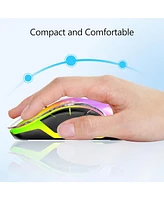 memzuoix 2.4G Led Wireless Mouse, Rechargeable Ergonomic Mouse with Detachable Cover, 1200 Dpi Portable Optical Computer Mouse with Usb Receiver for L