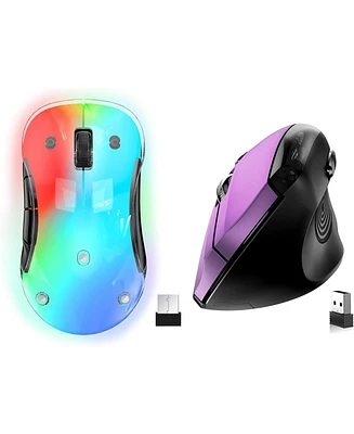 memzuoix 2.4G Wireless Mouse, Cordless Computer Mice Wireless Mouse for Laptop, Desktop, Pc, MacBook- 2 Pack (Led Rechargeable Wireless Mouse Ergonomi