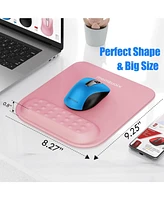 memzuoix 2.4G Wireless Mouse,Ergonomic Mouse Pad with Wrist Support for Laptop, Pc, Desktop, MacBook(White Mouse + Pad)