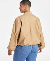 On 34th Trendy Plus Twill Bubble-Hem Bomber Jacket, Exclusively at Macy's